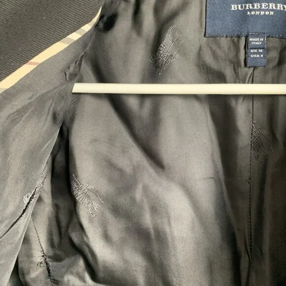 Burberry London 100% Wool Single Breasted Jacket Black Size 8 Black - Picture 10 of 14